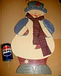 Large 24" Hanging Wooden Christmas Holiday Snowman Decoration. Fixed Price $31.99.