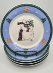 4 Pfaltzgraff Snow Bear 8.5" Accent Salad Plates Blue Border Christmas. Fixed Price $20.00.