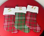 New 3 Lot Christmas Stockings Plaid Plush Fur Cuff Holiday Decor Large 18.5. Fixed Price $13.46.