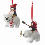 2 Piece Kurt Adler Polar Bear With Penguin Christmas Ornament Set. Fixed Price $22.99.