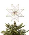 Holiday Lane Shine Bright Gold-tone Wire Star Battery Operated Led Tree Topper. Fixed Price $22.00.