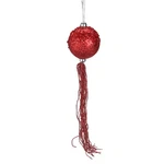 Allstate 12" Christmas Brites Red Glitter Ball Ornament Tassels Beads. Fixed Price $9.49.