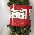 Wondershop 18FT Lit Garland Clear Lights Christmas Pine Bright Steady Decoration. Fixed Price $24.50.