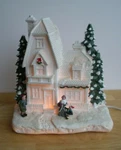 Victorian Brick Cottage 7/8" White Illuminated Building By Valerie Parr Hill. Fixed Price $29.99.