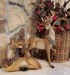 Nib Raz 13.5" Set 2 Reindeer Pinecone Christmas Figurine Table Decor Prop. Fixed Price $110.00.