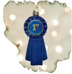 Old World Christmas 36223 Glass Blown Blue Ribbon Ornament. Fixed Price $27.00.
