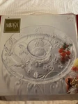 Mikasa Crystal Season's Holly Chip & Dip Plate 14.5" - Box Not Included. Fixed Price $25.99.