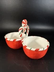 Fitz & Floyd Sugar Coated Christmas 2 Section Divided Bowl Peppermint Candy Cane. Fixed Price $18.00.