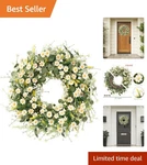 White Daisy Wreath 24 Inch With Lavender And Eucalyptus For Spring Home Decor. Fixed Price $64.59.