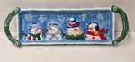 St. Nicholas Square Button Up 16" Treat Tray Cookie Platter Christmas Snowmen. Fixed Price $17.50.