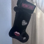 Victoria's Secret Black Velvet Plush Holiday Christmas Pom Stocking. Fixed Price $15.00.