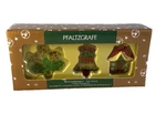 Pfaltzgraff Winterberry 3 Glass Ornament Set Holiday Tree Bell & Cottage. Fixed Price $12.37.