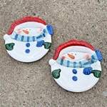 Target Santa Snowman Christmas Trinket, Candy Dish-ceramic Plates 6"-SET Of 2. Fixed Price $15.98.