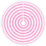 Christmas Pink And White Tree Skirt 48 Inch Large Annual Rings Mat With Pom. Fixed Price $26.99.
