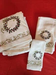 Of 5 St Nicholas Square Embroidered Poinsettia Wreath Towels Nos. Fixed Price $30.00.