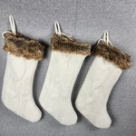 Ivory Cable Knitted Body Faux Fur Cuff Christmas Stockings Lot Of 3 Euc. Fixed Price $27.95.