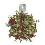Ganz Kissing Krystals Collection Faux Mistletoe Kissball And Red Berries, 5". Fixed Price $17.18.