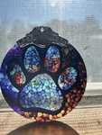 Jocidea Stained Glass Paw Print Ornament Multicolor. Fixed Price $8.00.