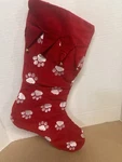 Inspired Treasures Pet Christmas Stocking White Paw Print Jingle Bells. Fixed Price $7.50.