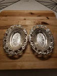 Vintage Holiday Imports, Silverplate Japan Made Grape Ovel Set Of Two. Fixed Price $18.00.