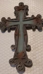 Wall Cross Dicksons Rustic Looking Brown & Turquoise Color Inlay 10 3/4". Fixed Price $18.99.