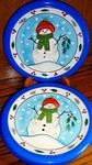 Nwt Set 4) Libbey Snowman 10.5" Dinner Plates Blue Rim Christmas Holiday G12. Fixed Price $34.99.