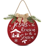 Christmas Wreath Decorations Wooden Hanging Sign Jesus The Reason For .... Fixed Price $35.73.