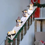 Penguin Christmas Stair Decorations With Led Lights Snow Banister Home. Fixed Price $61.99.