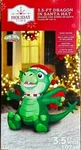 Holiday Time Christmas Dragon Santa Hat Scarf Airblown Inflatable 3.5' Led Light. Fixed Price $29.90.