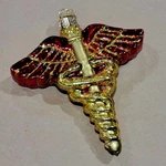 Old World Christmas Medical Symbol Glass Ornament 36239 Caduceus 2018 Excellent. Fixed Price $12.00.