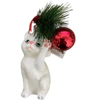 Noble Gems White Cat In Santa Hat Hand Blown Glass Ornament 5 Nwt. Fixed Price $16.99.
