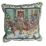 Vintage Tapestry Pillow Christmas Scene Horse Sleigh Holly X12 Reed. Fixed Price $19.99.