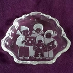 Mikasa Carolers Candy Dish 8.25" Crystal Clear Glass Holiday QQ987/210 Vtg Frost. Fixed Price $9.34.