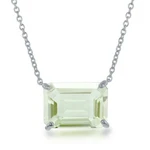 Sterling Silver Rectangle Green Amethyst Prong Set Necklace. Fixed Price $167.28.