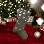 Paw Print Gray & Silver Holiday Stocking Pet Bells Christmas Lovingkindness New. Fixed Price $19.19.