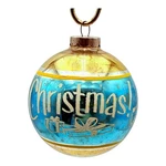 Vintage Shiny Brite Blue Stencil Mica Mercury Glass Christmas Ornament. Fixed Price $39.95.