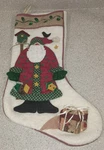 Large 3D Country Santa Birdhouses Christmas Stocking Winter White Wool. Fixed Price $26.99.
