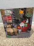 Christmas Santa, Sleigh & Reindeer Lights Up Airblown Inflatable Yard Gemmy 8FT. Fixed Price $67.50.