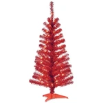 4 Ft. Pre-lit Tinsel Collection Red Tree With Clear Lights, Plug-in. Fixed Price $44.99.