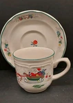 Vintage Set Of 4 International Tableworks Country Christmas Cups & Saucers Japan. Fixed Price $15.95.