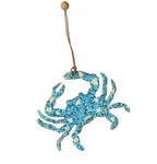Blue Beaded Crab Christmas Ornament. Fixed Price $10.00.