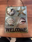 Coastal Glass Wall Hanging Seashell Starfish Welcome Sign Beach Nautical Decor. Fixed Price $19.99.