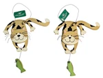 2 Kurt Adler Ornament Fishing Cat With Wooden Santas World Set Of New. Fixed Price $14.40.