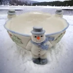 Snowman Candy Bowl Dish Porcelain Wcl Mistletoe Christmas Holiday Seasonal. Fixed Price $25.00.