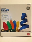 Ge Staybright 25 Count Multicolor C9 Led Lights On Green Wire Indoor/outdoor Nib. Fixed Price $12.99.