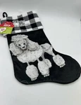 Christmas Pet Stocking Dog White Poodle Furry Black 15 Inches. Fixed Price $8.50.