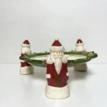 Foreside Ceramic Plate Three Footed Santas Cookies Dessert Christmas Holiday. Fixed Price $17.00.