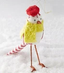 Anthropologie Ornament Oiseau Bird Striped Red Beret Scarf Holiday Hanging Nwt. Fixed Price $24.00.
