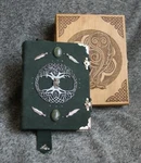 Celtic Owl Tree Of Life Themed Handmade Suede Craft Paper Notebook In Wooden Box. Fixed Price $63.95.