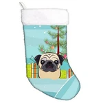 Carolines Treasures BB1634CS Christmas Tree & Fawn Pug Stocking. Fixed Price $24.83.